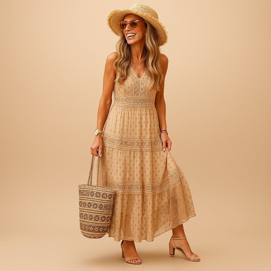 Boho summer dress with Ibiza look for women
