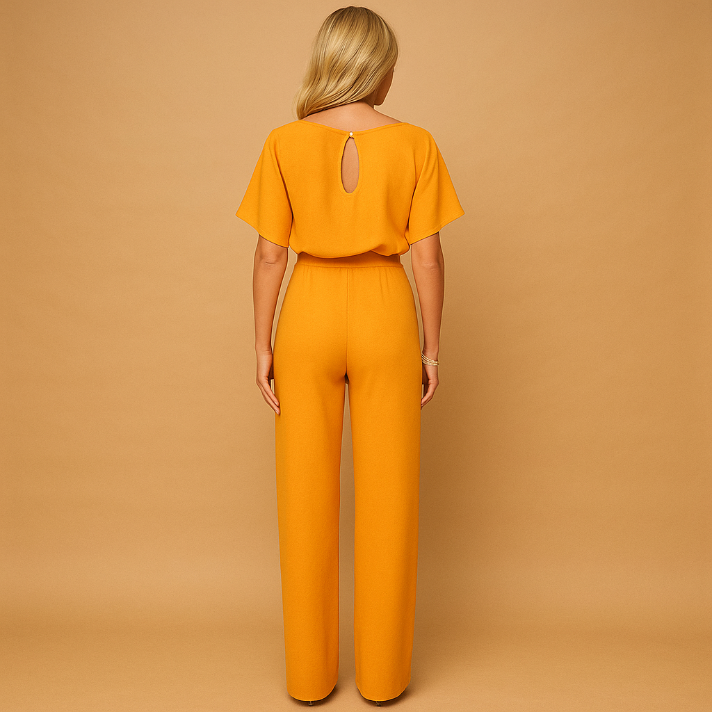 Waisted jumpsuit with lace-up detail for women