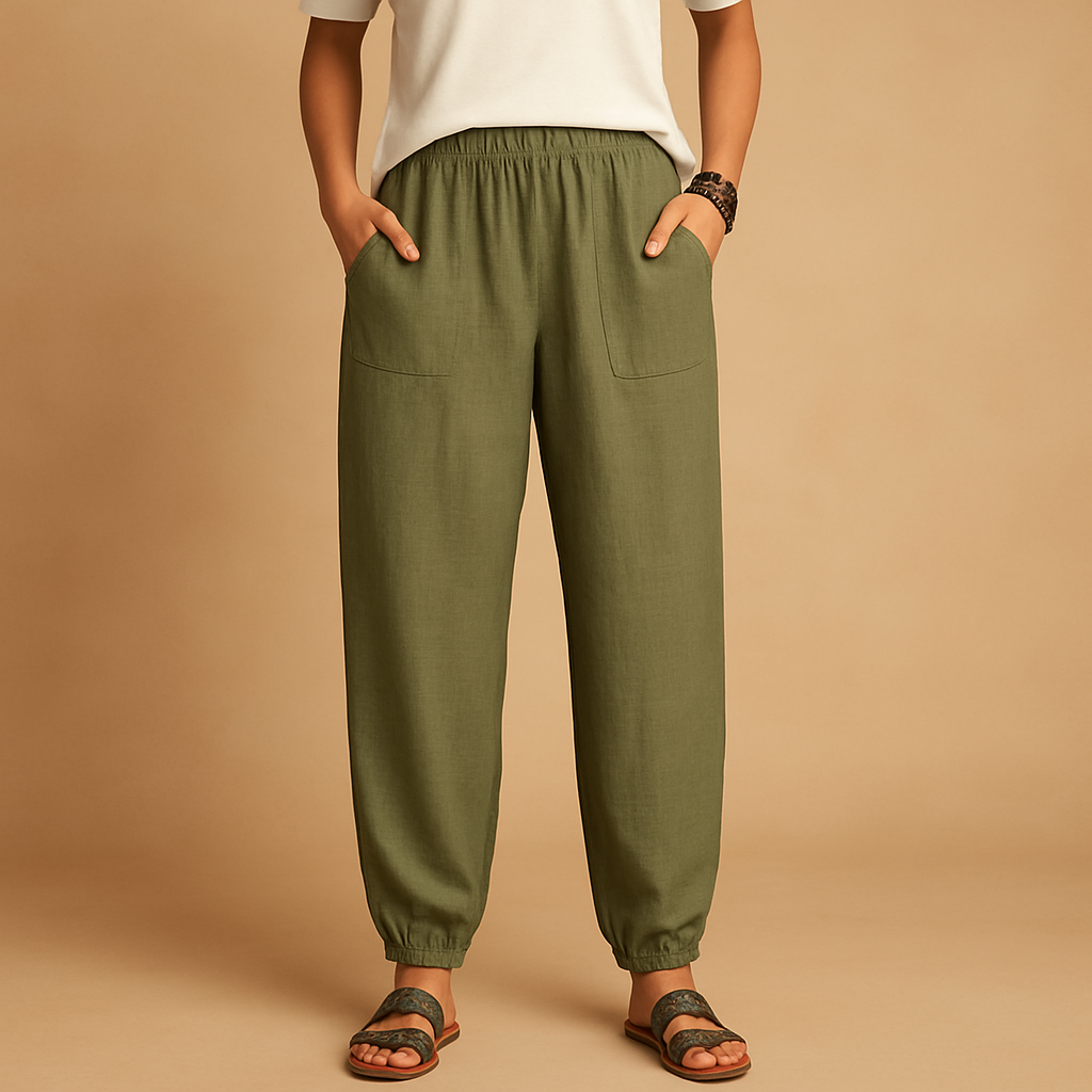 High-waisted summer pants with boho look for women