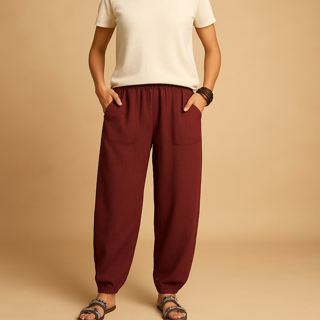 High-waisted summer pants with boho look for women