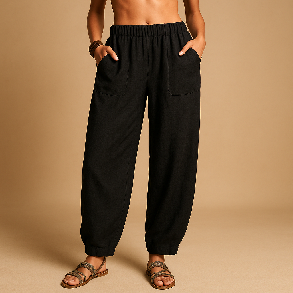 High-waisted summer pants with boho look for women