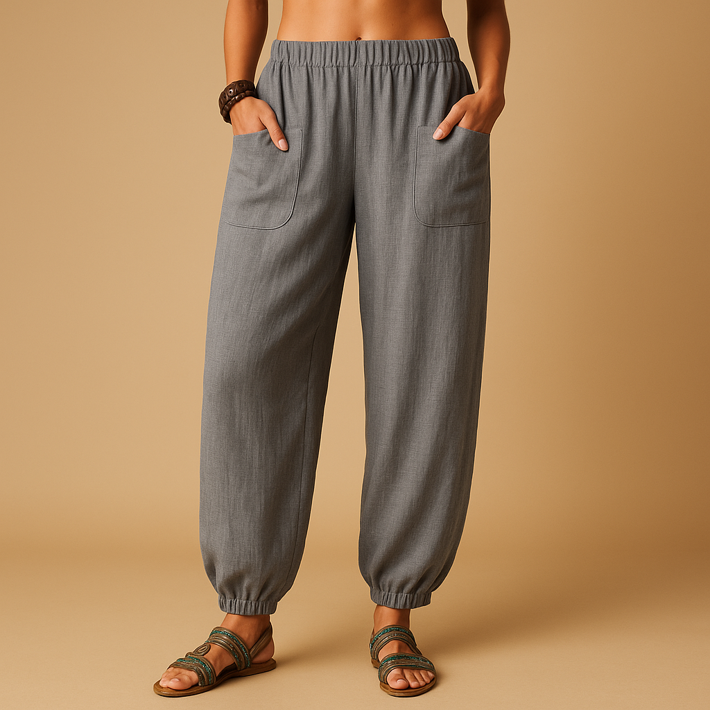 High-waisted summer pants with boho look for women