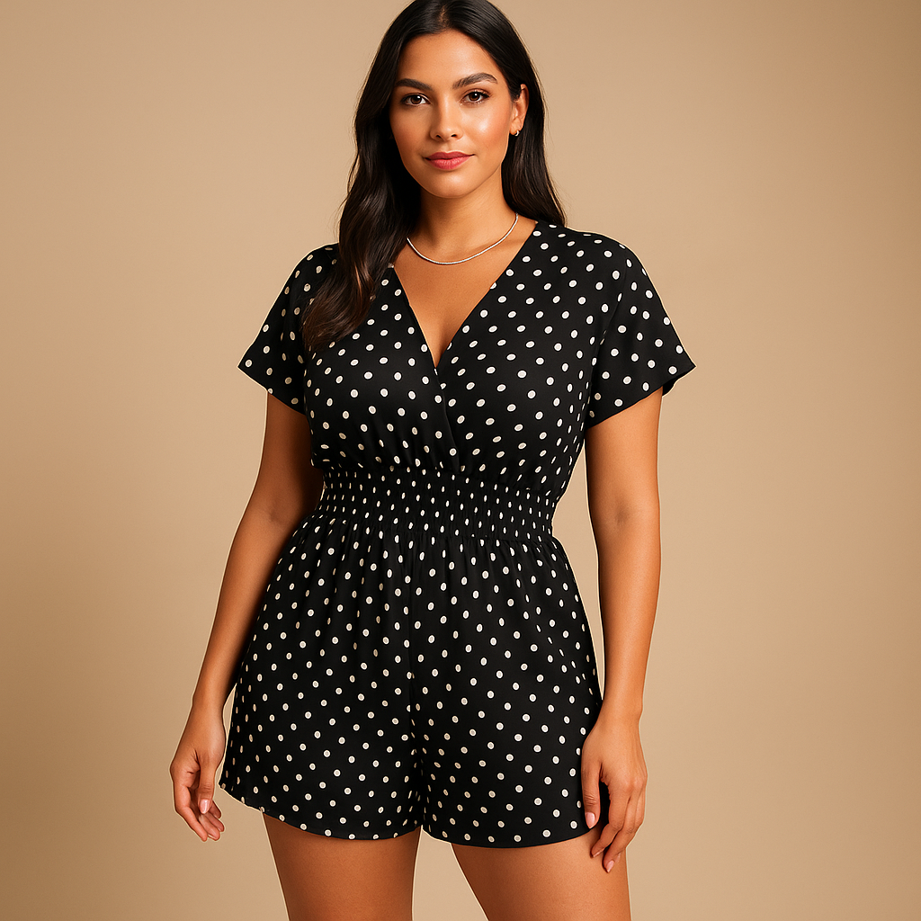 Polka dot jumpsuit with pockets for women