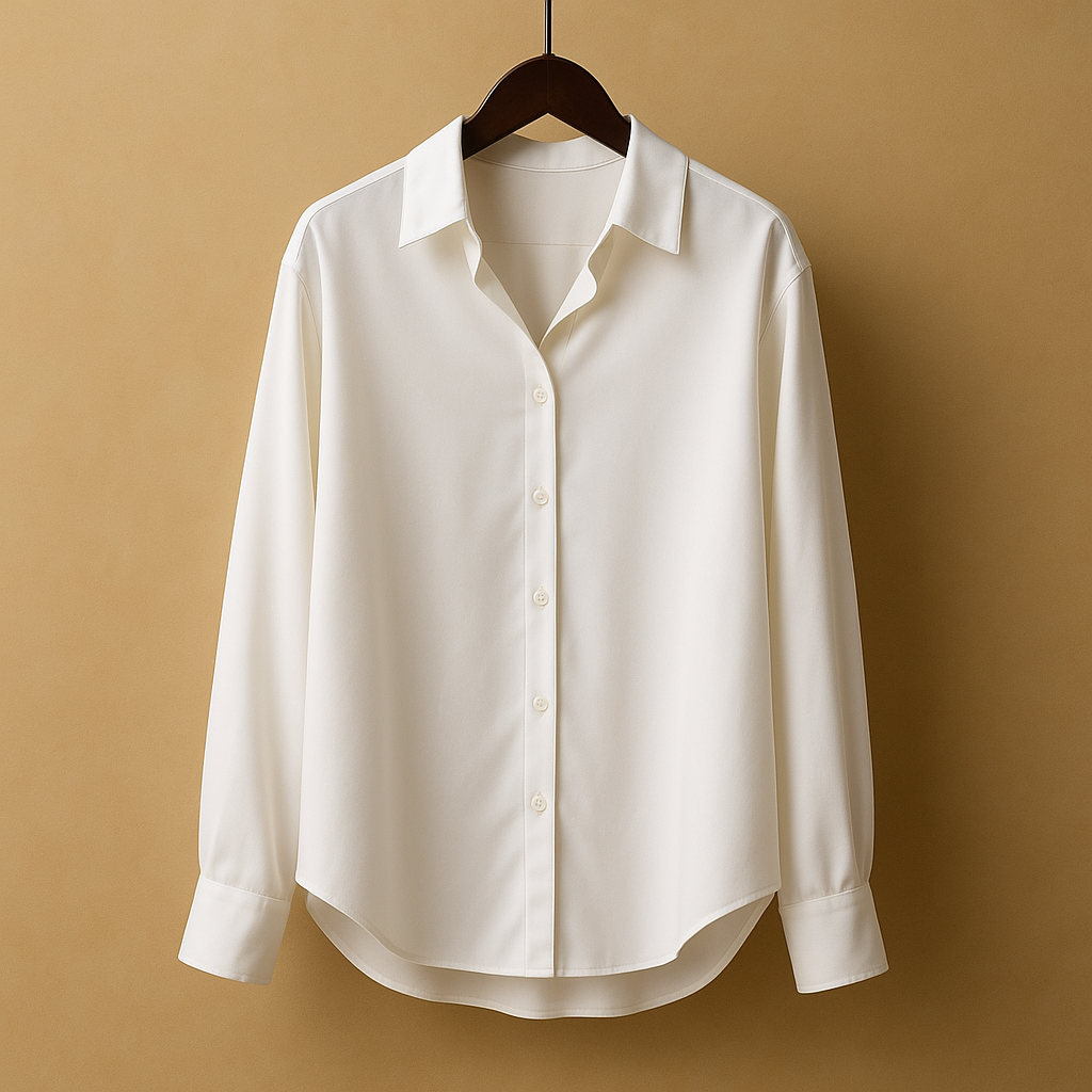 Satin blouse with folded collar for women