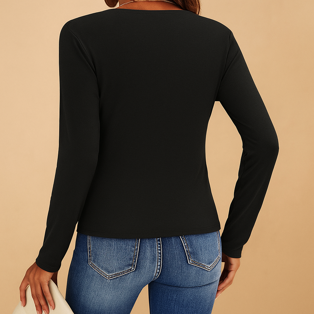 Long-sleeved V-neck shirt for women