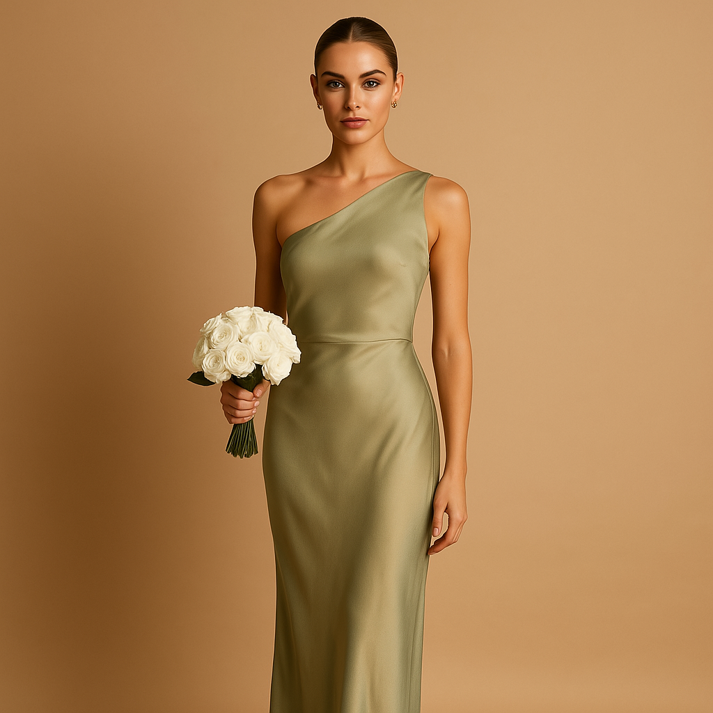 Asymmetrical evening dress with slit for women