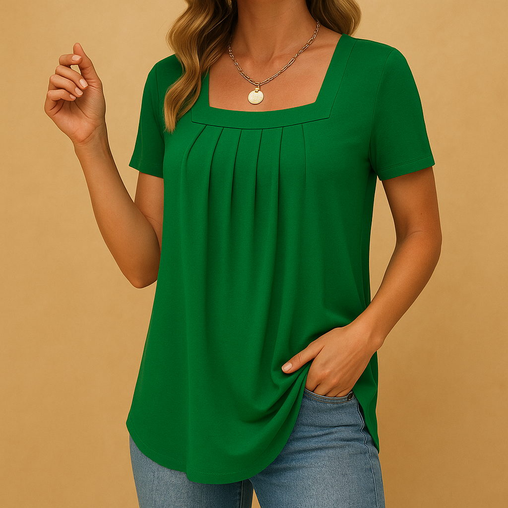 Square-neck blouse with loose fit for women