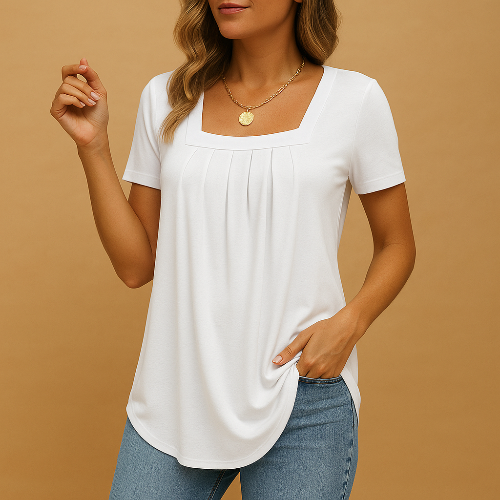 Square-neck blouse with loose fit for women