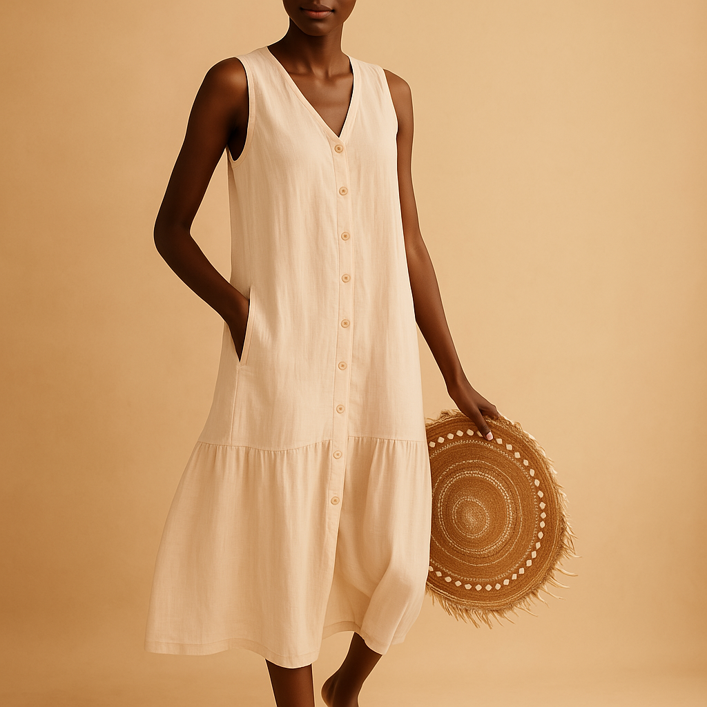 Summer V-neck dress for women with elegant fit