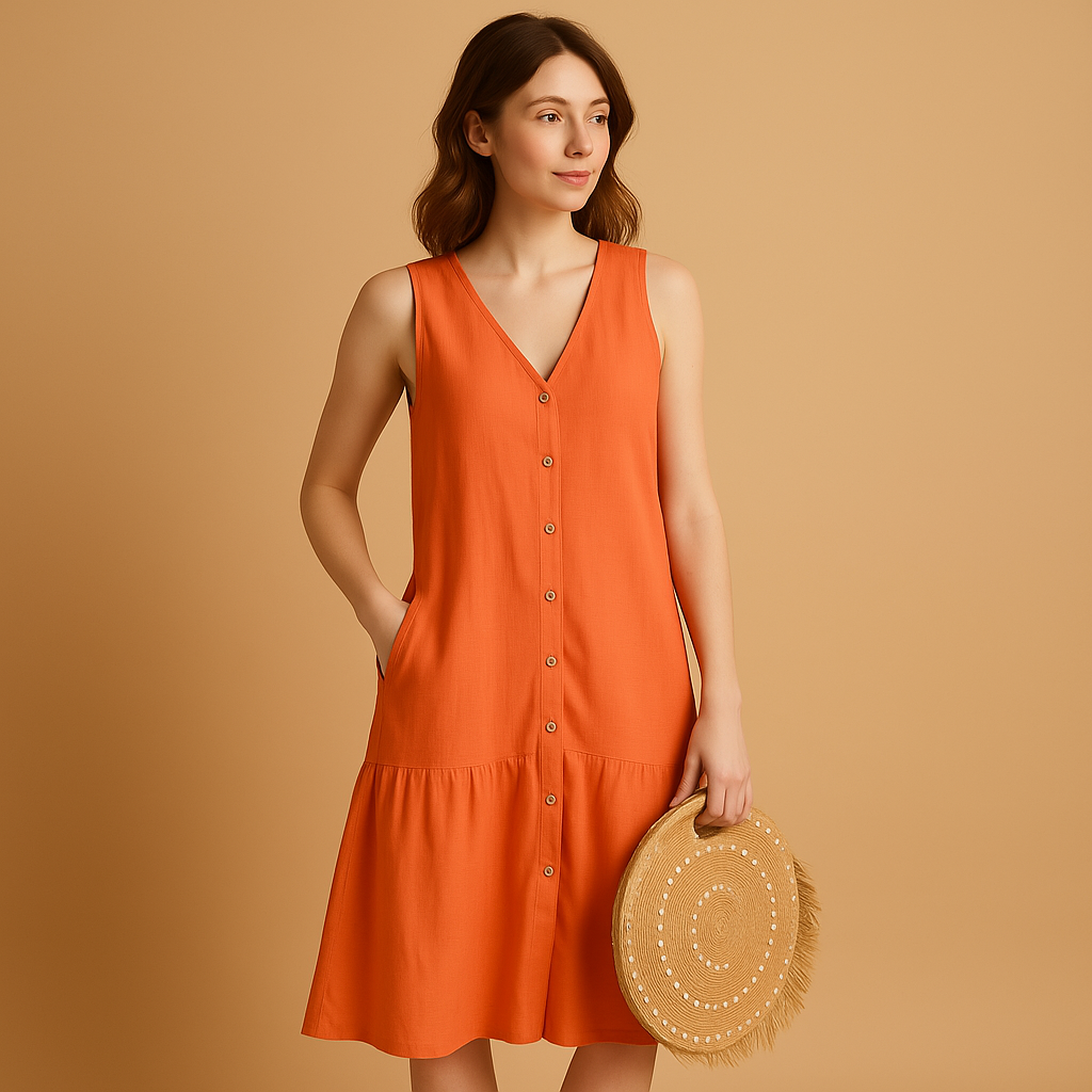 Summer V-neck dress for women with elegant fit