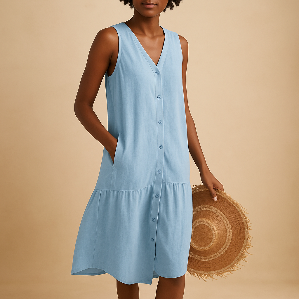 Summer V-neck dress for women with elegant fit