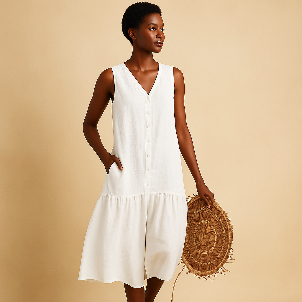 Summer V-neck dress for women with elegant fit