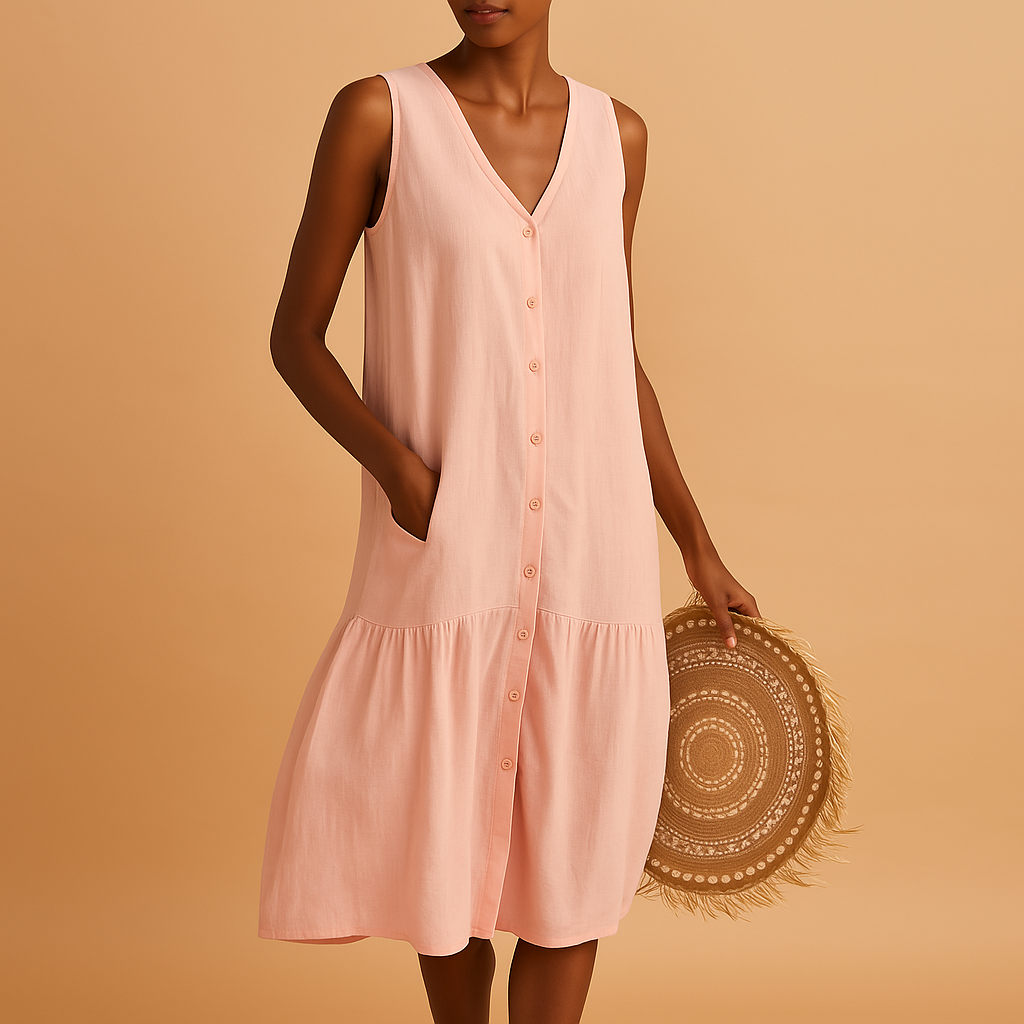 Summer V-neck dress for women with elegant fit