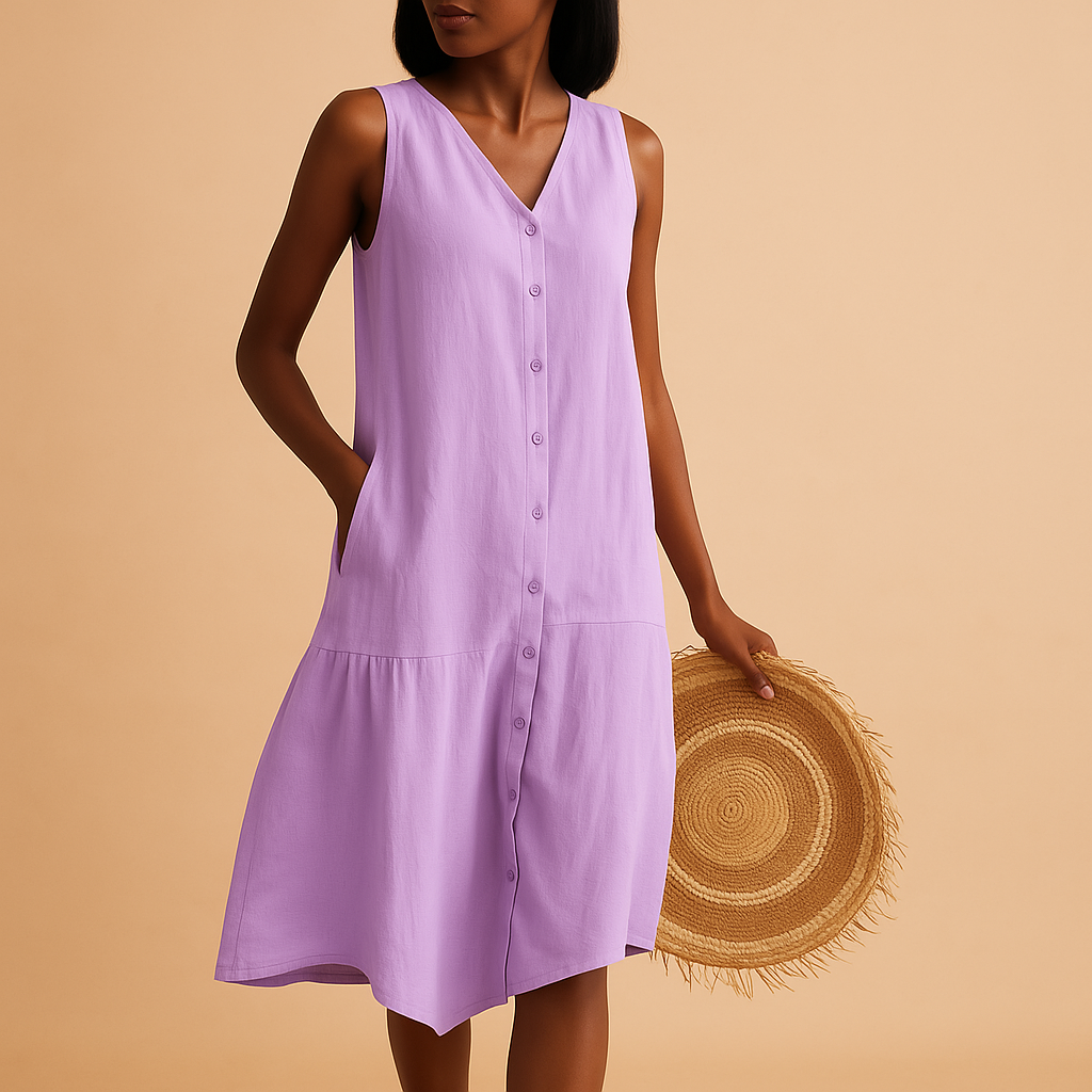 Summer V-neck dress for women with elegant fit
