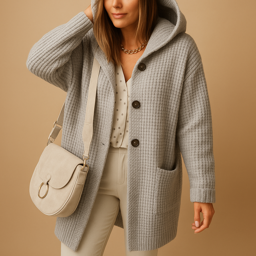 Open knit women's long front cardigan