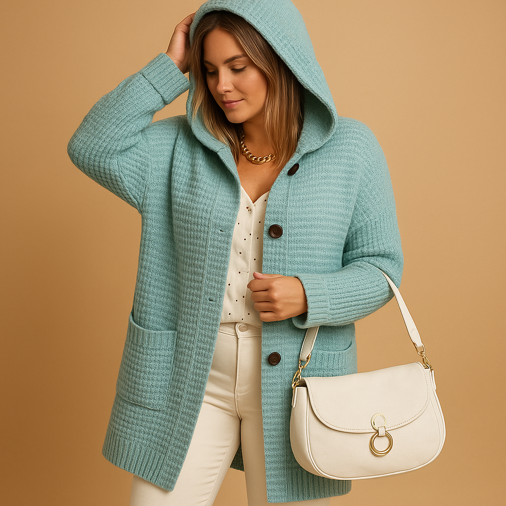 Open knit women's long front cardigan