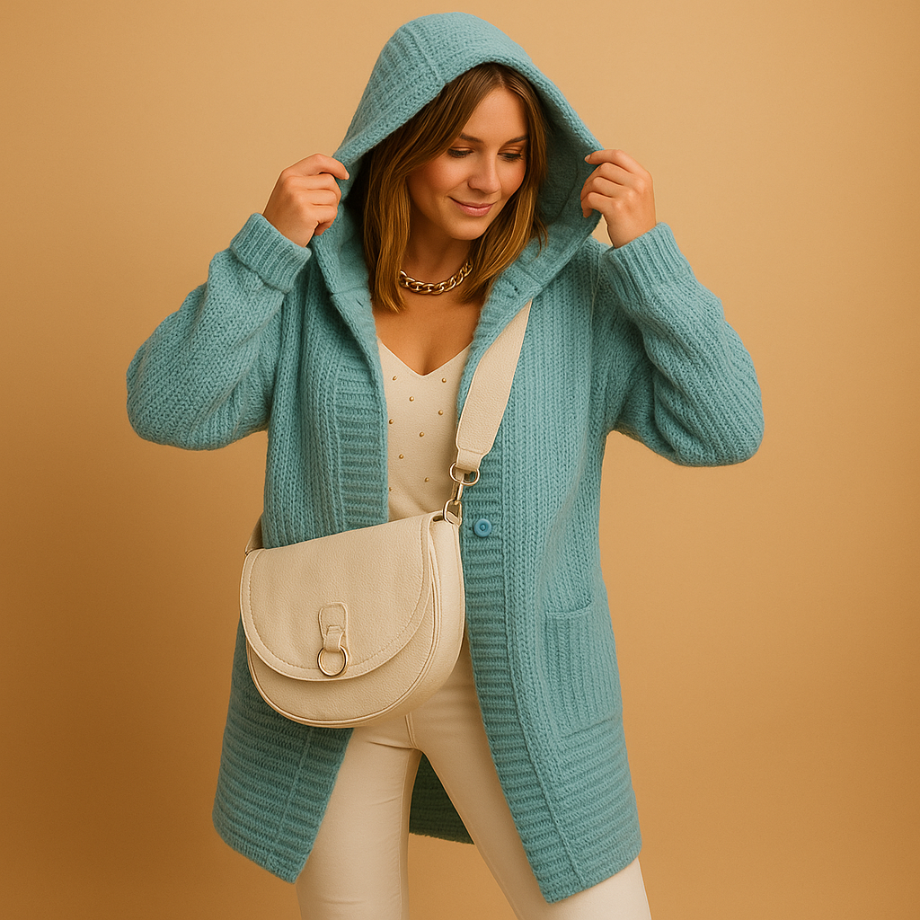 Open knit women's long front cardigan