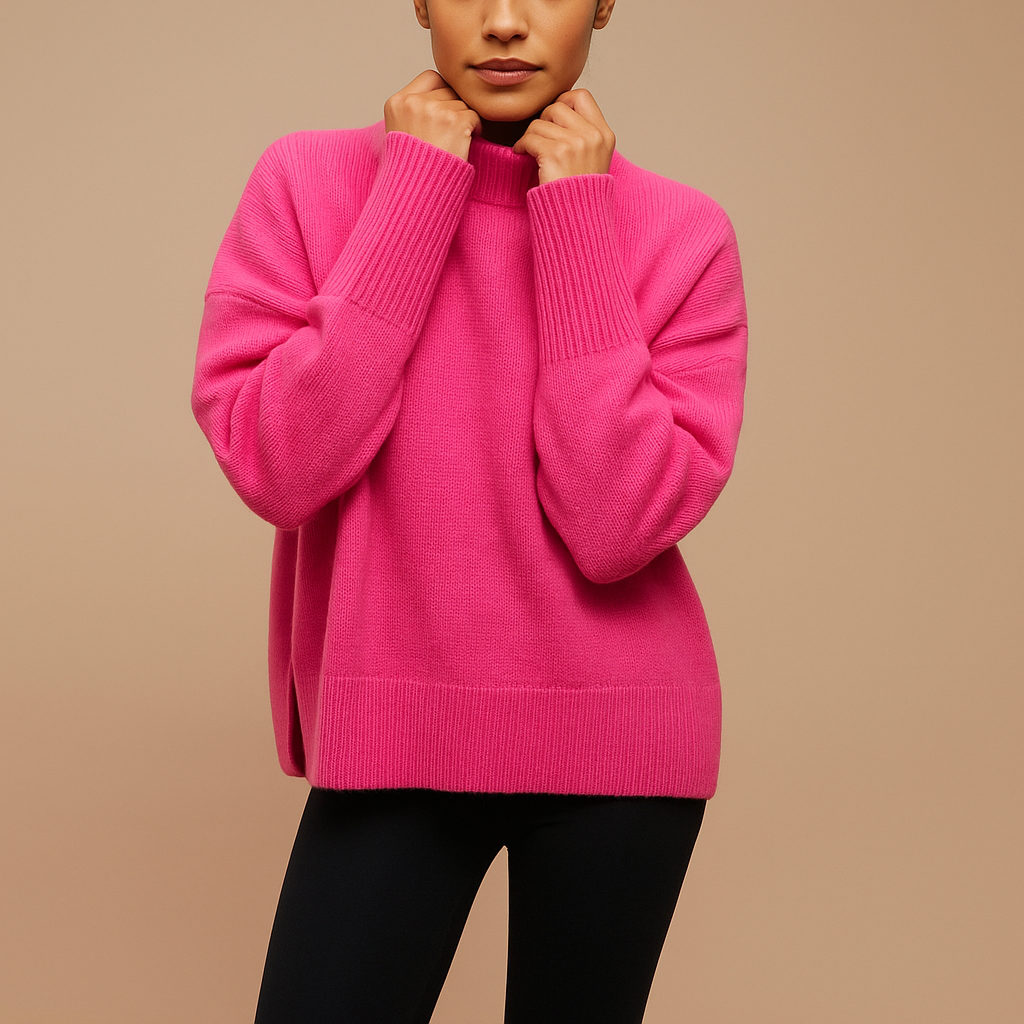 Oversized turtleneck sweater for women with flattering fit