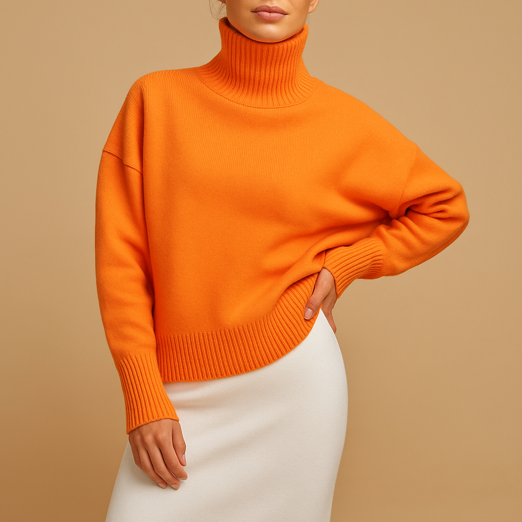 Oversized turtleneck sweater for women with flattering fit