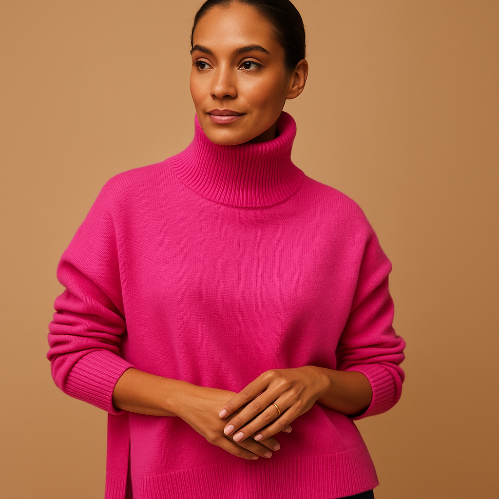 Oversized turtleneck sweater for women with flattering fit