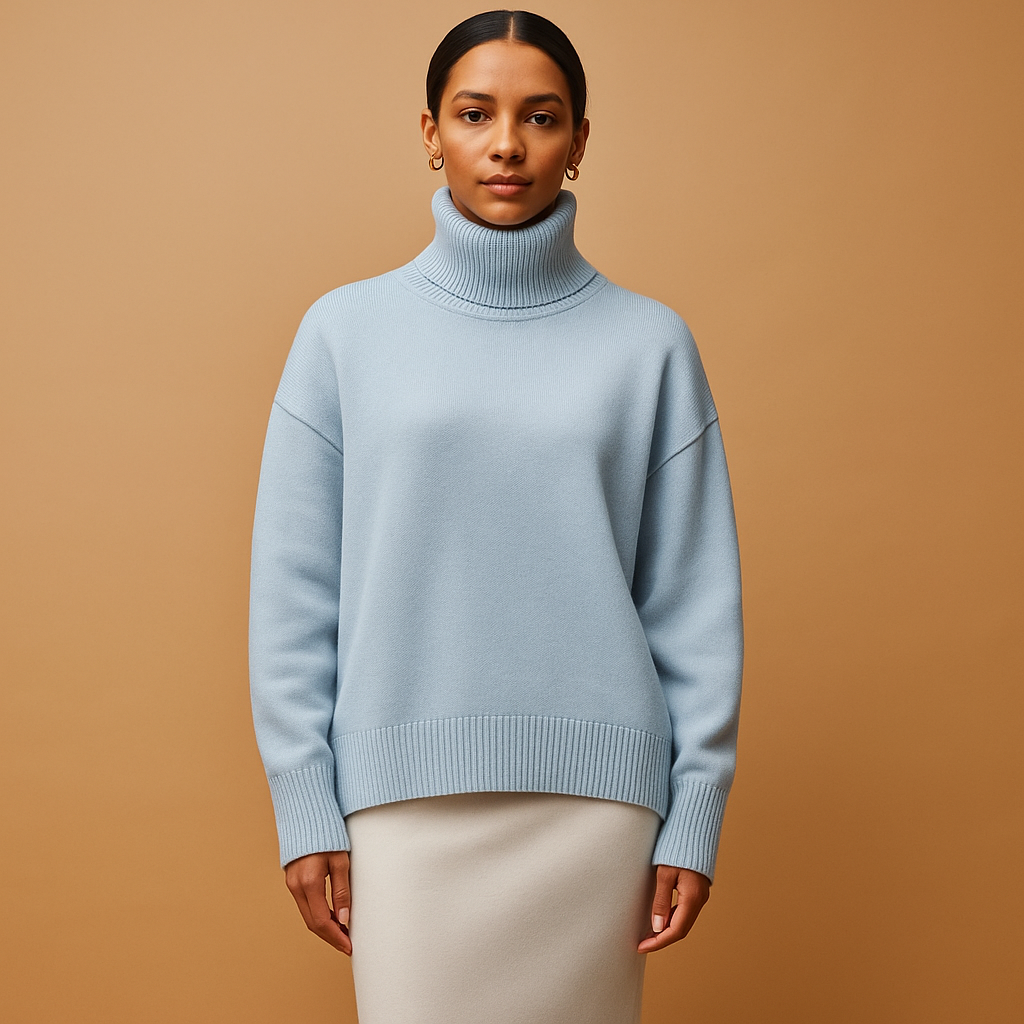 Oversized turtleneck sweater for women with flattering fit