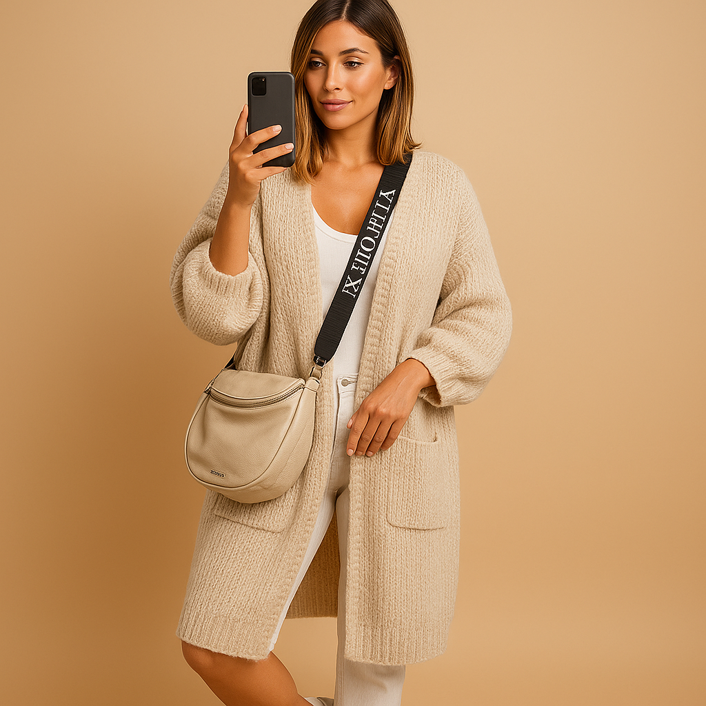 Oversized women's open-front cardigan with elegant cut
