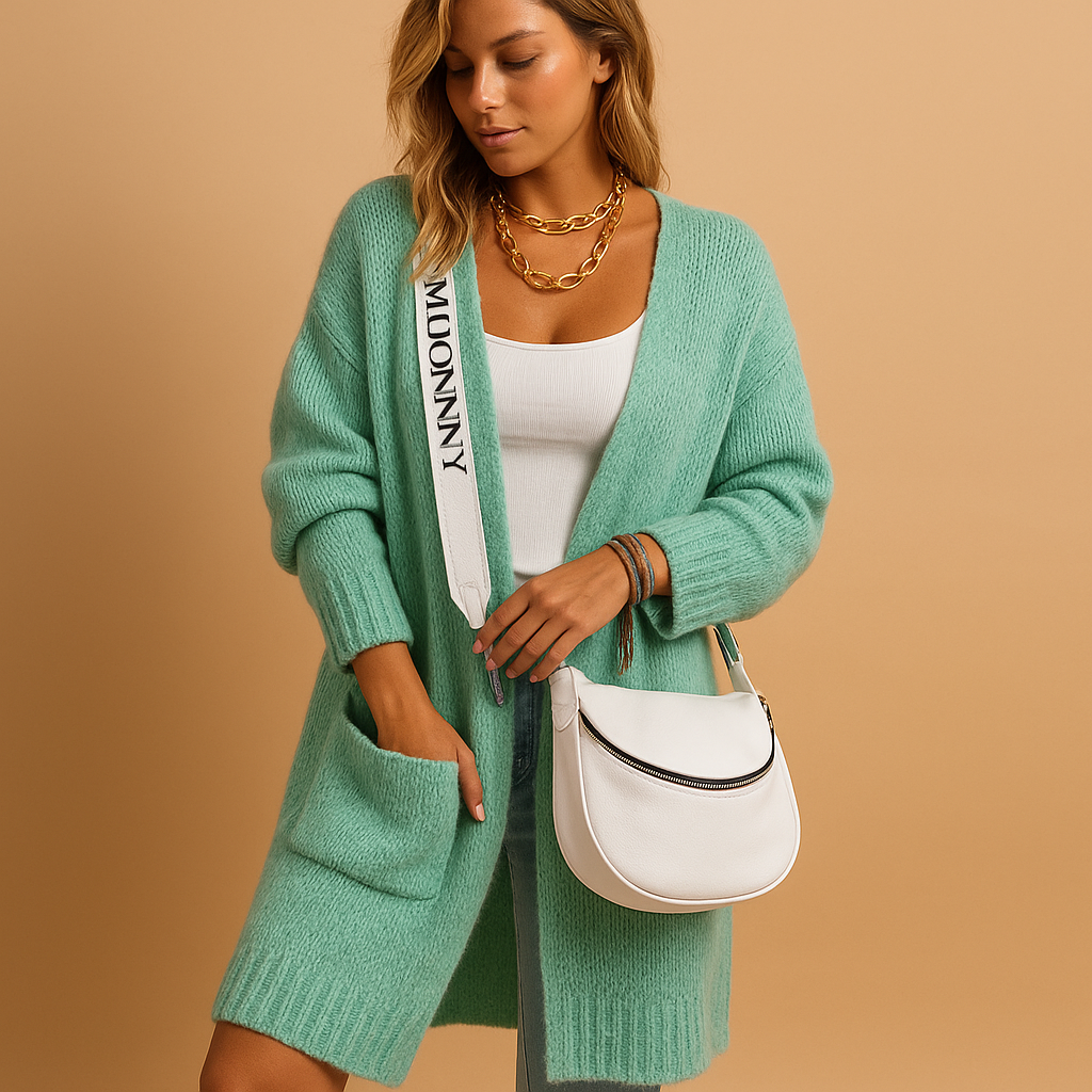 Oversized women's open-front cardigan with elegant cut