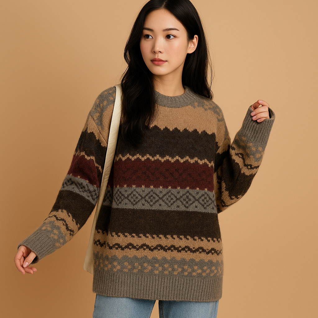 Oversized knitted sweater for women