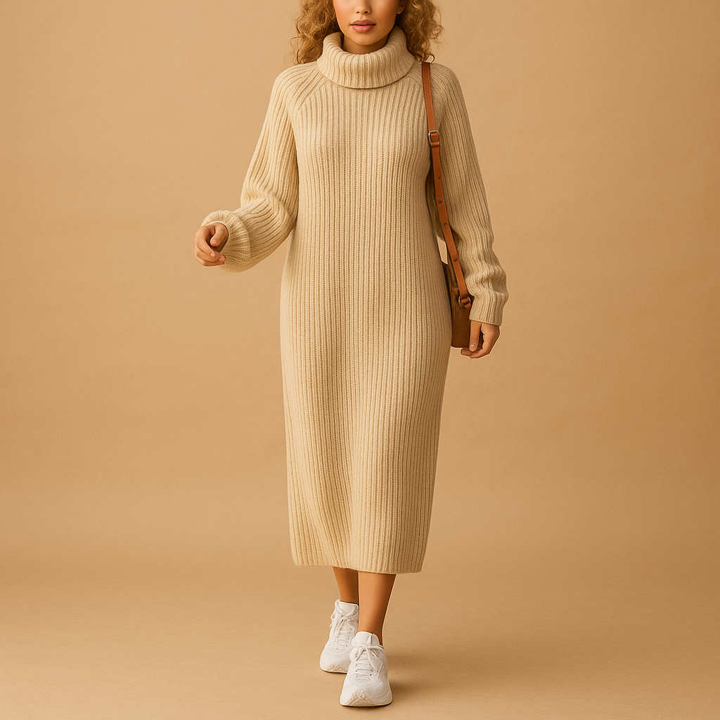 Oversized long-sleeved sweater dress for women