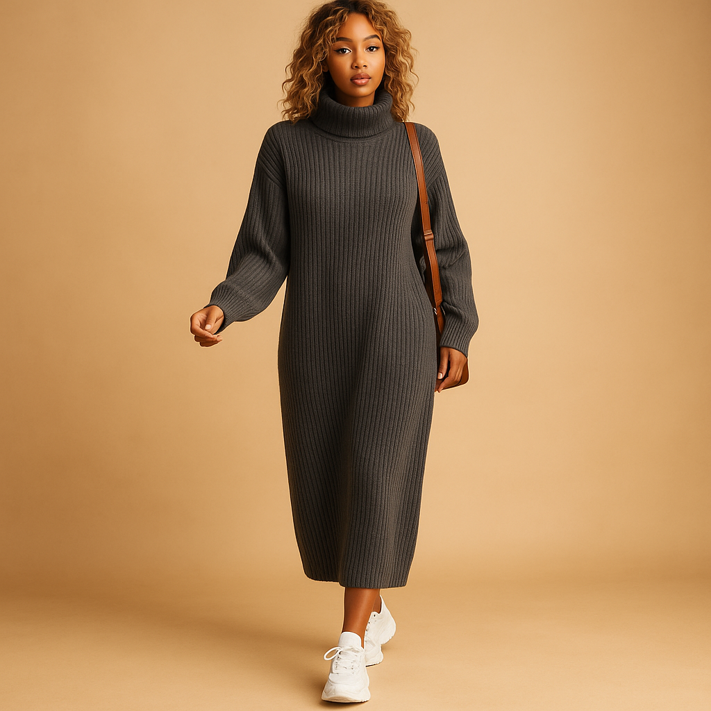 Oversized long-sleeved sweater dress for women