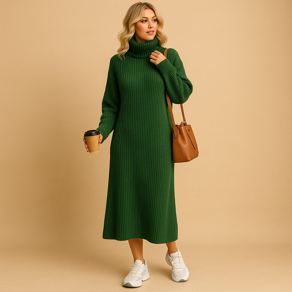 Oversized long-sleeved sweater dress for women