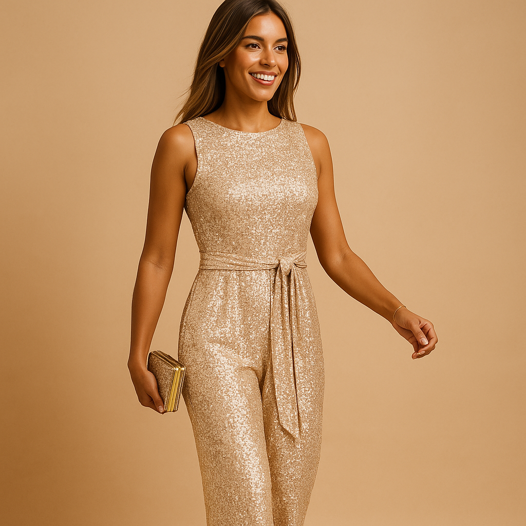 Paillette sleeveless jumpsuit for women