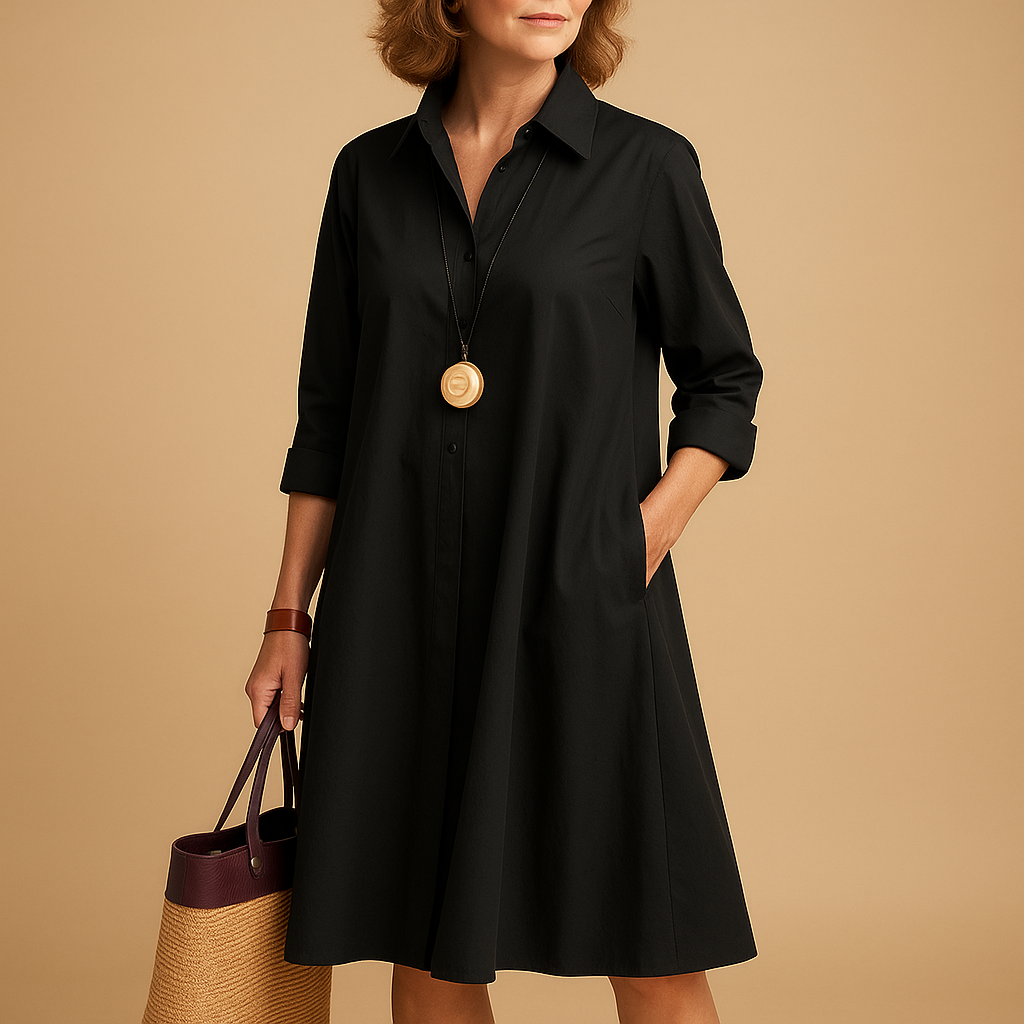 Polo dress with stretch and collar for women