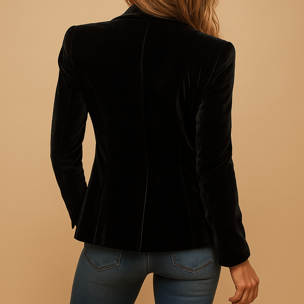 Retro slim-fit blazer with lapels and pockets for women