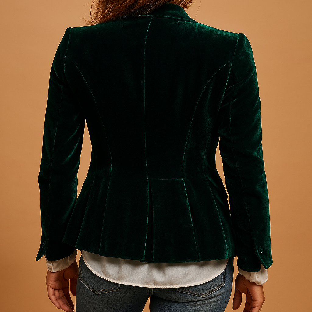Retro slim-fit blazer with lapels and pockets for women
