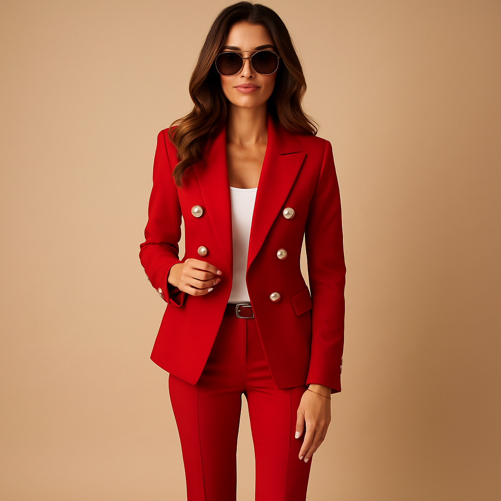 Stylish women's suit with blazer and pants