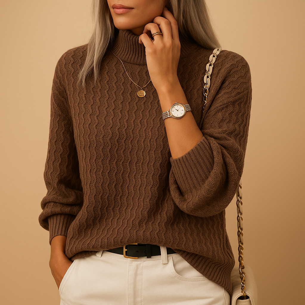 Stylish turtleneck knit sweater for women