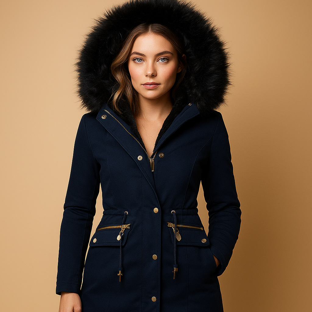 Thermo winter coat with faux fur hood for ladies