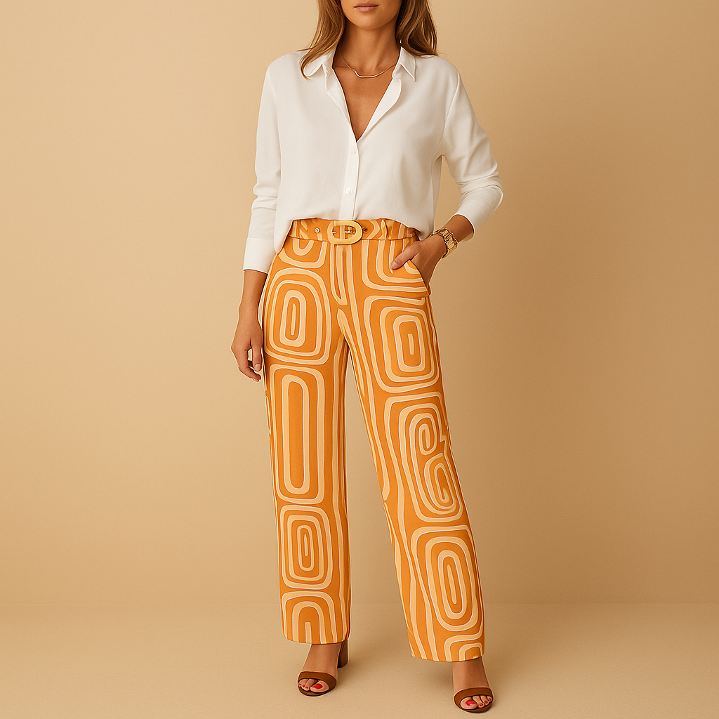 Timeless ladies set with long-sleeved blouse and pants
