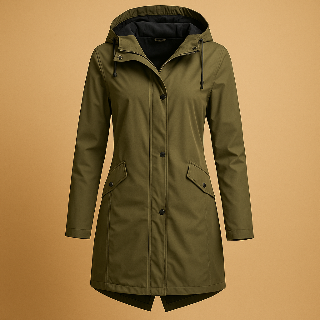 Transparent hooded raincoat for ladies