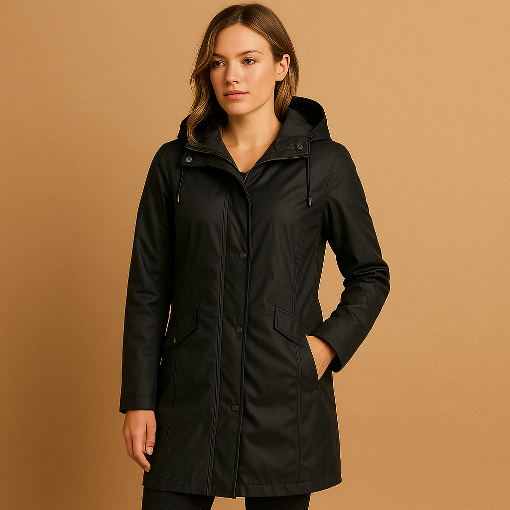 Transparent hooded raincoat for ladies