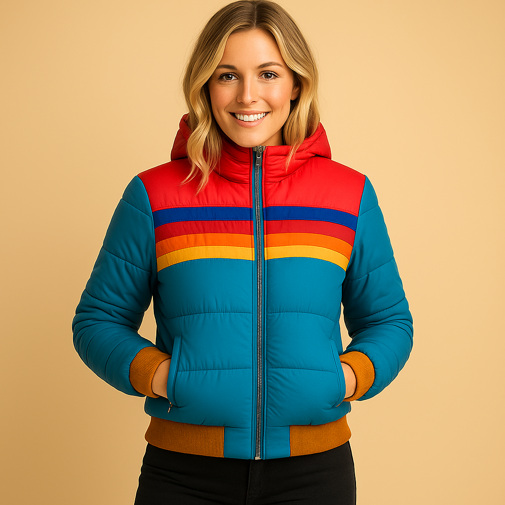 Warm padded winter coat with hood for ladies