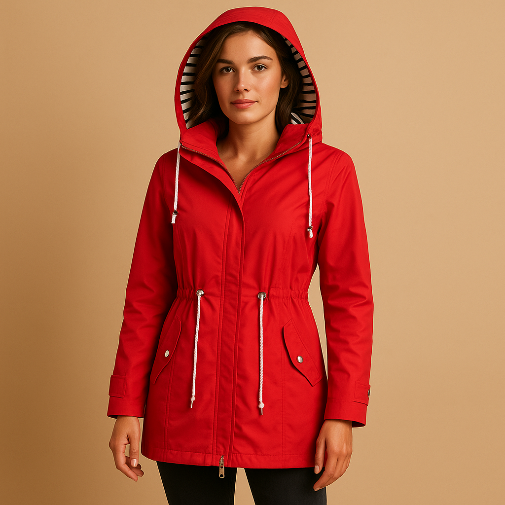 Women's waterproof parka with adjustable waist