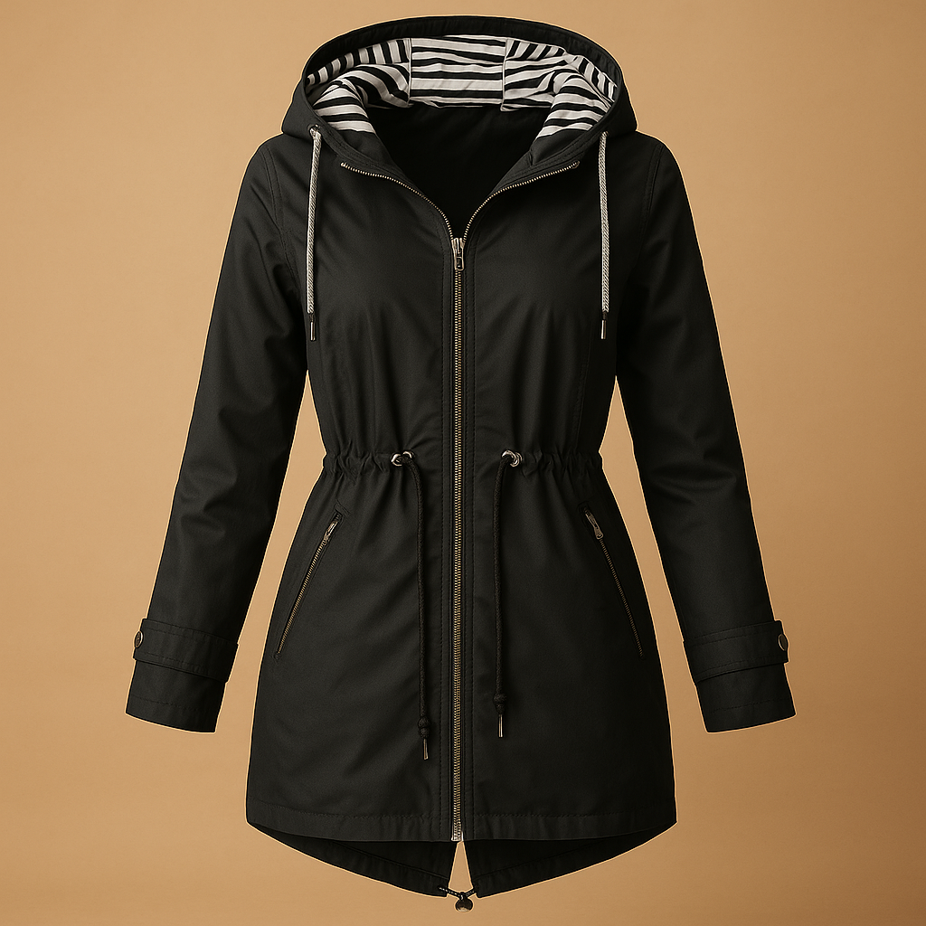 Women's waterproof parka with adjustable waist