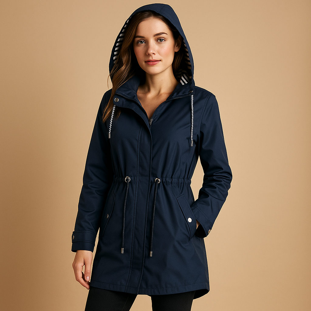 Women's waterproof parka with adjustable waist