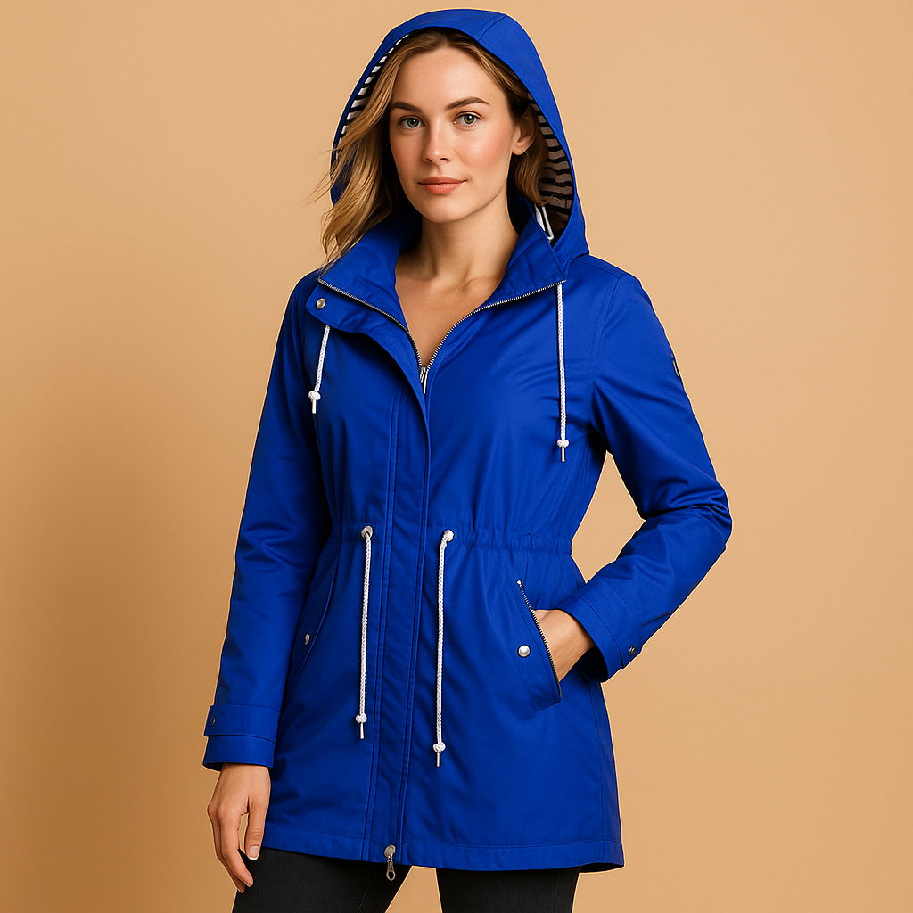 Women's waterproof parka with adjustable waist