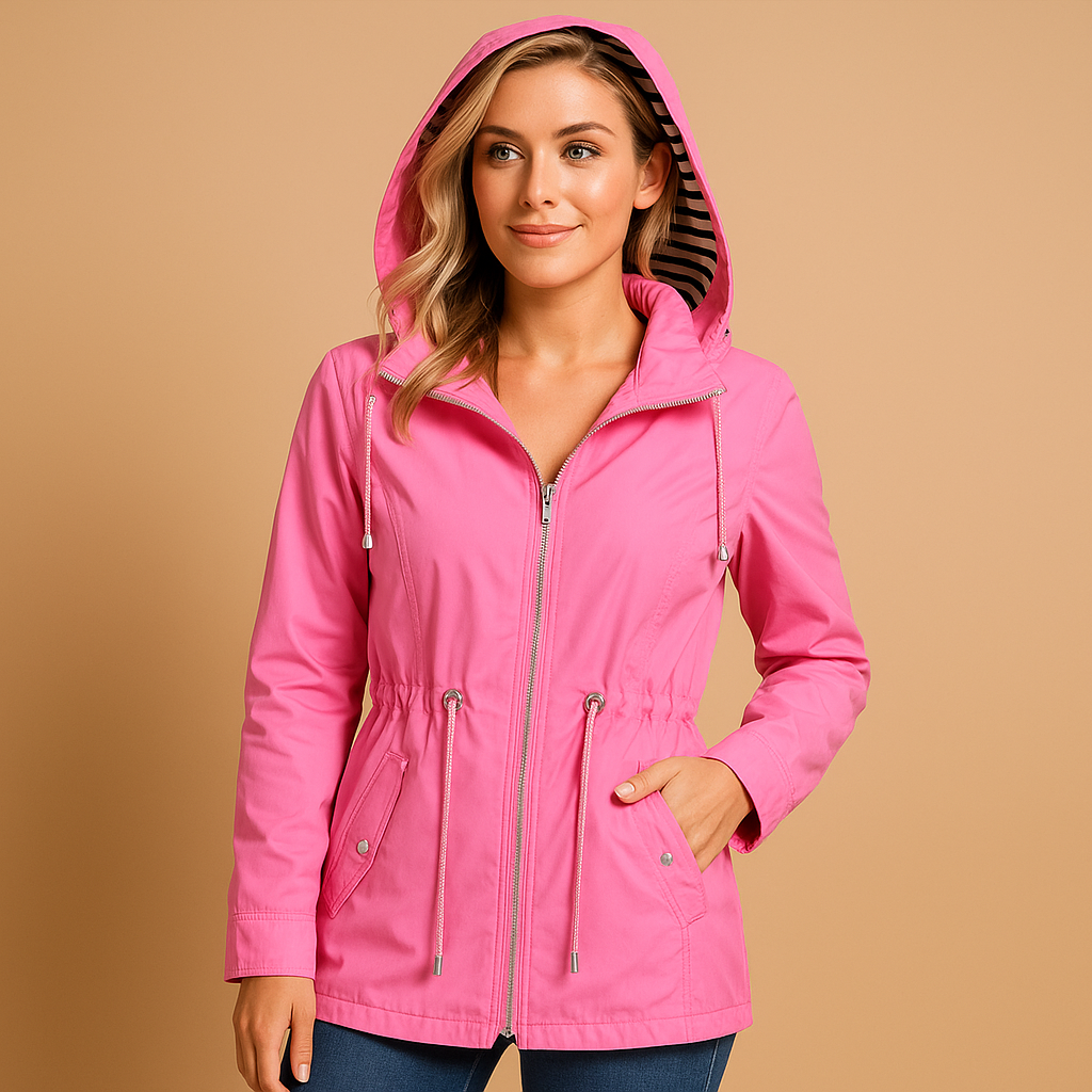 Women's waterproof parka with adjustable waist
