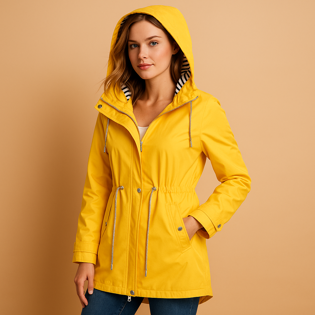 Women's waterproof parka with adjustable waist