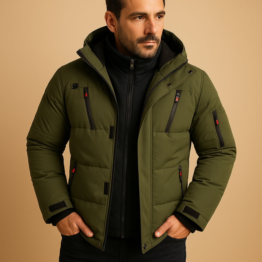 Waterproof winter coat with warm lining for men