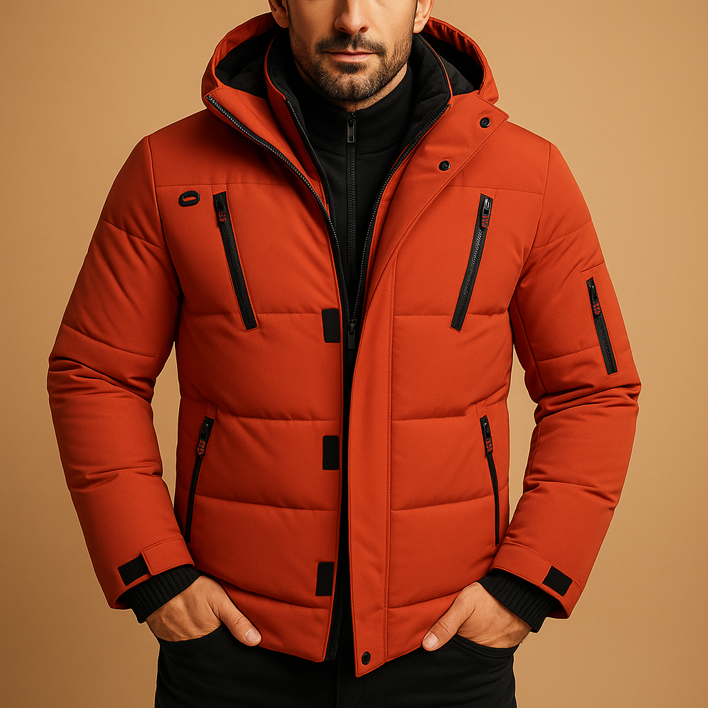 Waterproof winter coat with warm lining for men